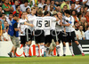 Germany team celebrating goal during the Euro 2008 quarterfinals soccer match between Germany and Portugal on the St. Jakob-Park stadium in Basel, Switzerland, Thursday June 18, 2008.
