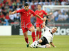 Portugals Cristiano Ronaldo and Germanys Bastian Schweinsteiger during the Euro 2008 quarterfinals soccer match between Germany and Portugal on the St. Jakob-Park stadium in Basel, Switzerland, Thursday June 18, 2008.
