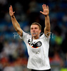 Germanys Lukas Podolski celebrating during the Euro 2008 quarterfinals soccer match between Germany and Portugal on the St. Jakob-Park stadium in Basel, Switzerland, Thursday June 18, 2008.
