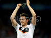 Germanys Miroslav Klose celebrating during the Euro 2008 quarterfinals soccer match between Germany and Portugal on the St. Jakob-Park stadium in Basel, Switzerland, Thursday June 18, 2008.
