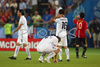 Italian team looks dejected after Spain won against Italy during the Euro 2008 quarter final soccer match between Spain and Italy at the Ernst Happel stadium in Vienna, Austria, Sunday June 22, 2008.
