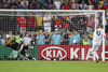 Spains goalkeeper Iker Casillas holds the ball kicked by Italys midfielder Daniele De Rossi during the Euro 2008 quarter final soccer match between Spain and Italy at the Ernst Happel stadium in Vienna, Austria, Sunday June 22, 2008.
