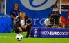 Italys coach Roberto Donadoni reacts during the Euro 2008 quarter final soccer match between Spain and Italy at the Ernst Happel stadium in Vienna, Austria, Sunday June 22, 2008.
