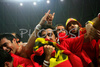 Spanish fans celebrate after Spain won against Italy during the Euro 2008 quarter final soccer match between Spain and Italy at the Ernst Happel stadium in Vienna, Austria, Sunday June 22, 2008.

