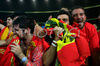 Spanish fans celebrate after Spain won against Italy during the Euro 2008 quarter final soccer match between Spain and Italy at the Ernst Happel stadium in Vienna, Austria, Sunday June 22, 2008.
