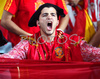 A Spains fan shouts after Spain defeated Russia 3-0 at the Euro 2008 semi final soccer match between Russia and Spain at the Ernst Happel stadium in Vienna, Austria, Thursday June 26, 2008.
