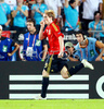 Spains Fernando Torres celebrates after scoring during the Euro 2008 final soccer match between Spain and Germany at the Ernst Happel stadium in Vienna, Austria, Sunday June 29, 2008.
