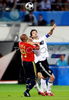 Germanys Michael Ballack and Marcos Senna during the Euro 2008 final soccer match between Spain and Germany at the Ernst Happel stadium in Vienna, Austria, Sunday June 29, 2008.
