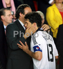 Michael Platini congratulationg Germanys Michael Ballack after the Euro 2008 final soccer match between Spain and Germany at the Ernst Happel stadium in Vienna, Austria, Sunday June 29, 2008.
