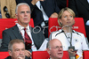 German soccer legend Franz Beckenbauer, rear left, and his wife Heidi are seen during the Euro 2008 final soccer match between Germany and Spain in the Ernst-Happel stadium in Vienna, Austria, Sunday, June 29, 2008.

