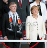 German Chancellor Angela Merkel, right, and German President Horst Koehler are seen prior to the Euro 2008 final soccer match between Germany and Spain in the Ernst-Happel stadium in Vienna, Austria, Sunday, June 29, 2008.
