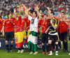 Spainish team celebrating with trophy after the Euro 2008 final soccer match between Spain and Germany at the Ernst Happel stadium in Vienna, Austria, Sunday June 29, 2008.
