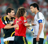 Spains Iker Casillas, Carles Puyol and Germanys Michael Ballack during the Euro 2008 final soccer match between Spain and Germany at the Ernst Happel stadium in Vienna, Austria, Sunday June 29, 2008.
