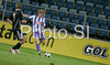 Rafael Araujo (no.10) of BSC Hertha (R) and Martin Pregelj (no.9) of NK Interblock (L) during football match of second qualifying round of UEFA Cup between NK Interblock Ljubljana, Slovenia and Hertha BSC Berlin, Germany. First match of second qualifying round for UEFA Cup was played in Petrol Arena in Celje, Slovenia, on 14th of August 2008.
