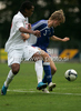 Henri Toivomaki of Finland (R) and Nathan Delfouneso of England (L) during football match of U19 UEFA European Championships Qualification tournament between England and Finland. Match between England and Finland was played in Murska Sobota, Slovenia, on 9th of October 2009.
