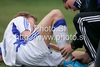Alexander Ring of Finland is injured during football match of U19 UEFA European Championships Qualification tournament between Slovakia and Finland. Match between Slovakia and Finland was played in Murska Sobota, Slovenia, on 11th of October 2009.
