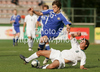 Roope Riski of Finland (L) and Aleksander Zukic of Slovenia (R) during football match of U19 UEFA European Championships Qualification tournament between Slovenia and Finland. Match between Slovenia and Finland was played in Murska Sobota, Slovenia, on 14th of October 2009.
