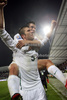 Cesar Bostjan (L) and Koren Robert celebrating Slovenia victory after qualification match for FIFA World Cup 2010 in South Africa. Match between Slovenia and Russia was played on 18th of November 2009 in Maribor, Slovenia. Slovenia defeated Russia with 1:0 and qualified for FIFA World Cup 2010 in South Africa.

