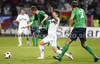Chris Brunt of Northern Ireland (L) and Andraz Kirm of Slovenia (R) during football match of first round of UEFA European championships qualifications between Slovenia and Northern Ireland. Match between Slovenia and Northern Ireland was played on Friday, 3rd of September 2010 in Ljudski Vrt arena in Maribor, Slovenia.

