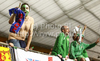 Fans of Northern Ireland celebrating victory of their team after football match of first round of UEFA European championships qualifications between Slovenia and Northern Ireland. Match between Slovenia and Northern Ireland was played on Friday, 3rd of September 2010 in Ljudski Vrt arena in Maribor, Slovenia.

