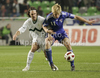 Marko Suler of Slovenia (L) and Joan Edmundsson of Faroe Islands during football match of UEFA European championships qualifications between Slovenia and Faroe Islands. Match between Slovenia and Faroe Islands was played on Friday, 8th of October 2010 in Stozice arena in Ljubljana, Slovenia.
