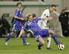 Justinus Hansen of Faroe Islands and Hjalgrim Eltor of Faroe Islands during football match of UEFA European championships qualifications between Slovenia and Faroe Islands. Match between Slovenia and Faroe Islands was played on Friday, 8th of October 2010 in Stozice arena in Ljubljana, Slovenia.
