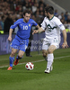 Antonio Cassano of Italy (L) and Bojan Jokic of Slovenia (R) during football match of UEFA European championships qualifications between Slovenia and Italy. Match between Slovenia and Italy was played on Friday, 25th of March 2011 in Stozice arena in Ljubljana, Slovenia.
