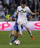 Davide Santon of Italy (L) and Andraz Kirm of Slovenia (R) during football match of UEFA European championships qualifications between Slovenia and Italy. Match between Slovenia and Italy was played on Friday, 25th of March 2011 in Stozice arena in Ljubljana, Slovenia.

