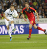 Valter Birsa of Slovenia (L) and Nicolas Lombaerts of Belgium (R) during friendly football match between Slovenia and Belgium. Match between Slovenia and Belgium was played on Wednesday, 10th of August 2011 in Stozice arena in Ljubljana, Slovenia.
