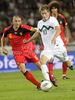 Valter Birsa of Slovenia (R) and Timmy Simons of Belgium (L) during friendly football match between Slovenia and Belgium. Match between Slovenia and Belgium was played on Wednesday, 10th of August 2011 in Stozice arena in Ljubljana, Slovenia.
