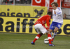 Teemu Pukki (no.10) of Finland (R) and Aleksandar Dragovic (no.3) of Austria (L) during friendly football match between Austria and Finland. Friendly football match between Austria and Finland, was played on Wednesday, 29th of February 2012, on Worthersee Stadium in Klagenfurt, Austria.

