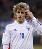 Teemu Pukki (no.10) of Finland during friendly football match between Austria and Finland. Friendly football match between Austria and Finland, was played on Wednesday, 29th of February 2012, on Worthersee Stadium in Klagenfurt, Austria.
