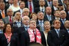 President of Poland, Bronislaw Komorowski (L), and UEFA President Michel Platini (R) before start of UEFA Football Euro 2012 match between Poland and Greece. Match of UEFA Football European Championships 2012 between Poland and Greece was played on Friday, 9th of June 2012 in Warszawa, Poland.
