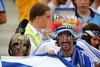Greek fans during UEFA Football Euro 2012 match between Poland and Greece. Match of UEFA Football European Championships 2012 between Poland and Greece was played on Friday, 9th of June 2012 in Warszawa, Poland.
