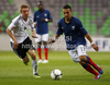 Zakarie Labidi of France (R) and Nico Brandenburger of Germany (L) during football match between Germany and France of UEFA U17 European championships. UEFA U17 European championships football match between Germany and France, was played on Thursday, 10th of May 2012, in Stozice Stadium in Ljubljana, Slovenia.
