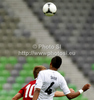 Adrian Cierpka of Poland (L) and Marian Sarr of Germany (R) during football half final match of UEFA U17 European championships between Germany and Poland. Half final match of UEFA U17 European championships football between Germany and Poland, was played on Sunday, 13th of May 2012, in Stozice Stadium in Ljubljana, Slovenia.
