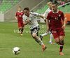 Vincent Rabiega of Poland (R) and Pascal Itter of Germany (L) during football half final match of UEFA U17 European championships between Germany and Poland. Half final match of UEFA U17 European championships football between Germany and Poland, was played on Sunday, 13th of May 2012, in Stozice Stadium in Ljubljana, Slovenia.
