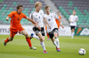 Timo Werner of Germany (R), Julian Brandt of Germany (M) and Joris Voest of Netherlands (L) during football final match of UEFA U17 European championships between Germany and Netherlands. Final match of UEFA U17 European championships football between Germany and Netherlands, was played on Wednesday, 16th of May 2012, in Stozice Stadium in Ljubljana, Slovenia.
