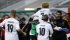 Leon Goretzka of Germany celebrates with teammates his goal during football final match of UEFA U17 European championships between Germany and Netherlands. Final match of UEFA U17 European championships football between Germany and Netherlands, was played on Wednesday, 16th of May 2012, in Stozice Stadium in Ljubljana, Slovenia.
