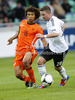 Marc Stendera of Germany (R) and Nathan Ake of Netherlands (L) during football final match of UEFA U17 European championships between Germany and Netherlands. Final match of UEFA U17 European championships football between Germany and Netherlands, was played on Wednesday, 16th of May 2012, in Stozice Stadium in Ljubljana, Slovenia.
