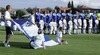 Finnish team before start of football match of UEFA U21 European championships 2013 qualifications between Slovenia and Finland. Qualifications match for UEFA U21 European championships 2013 between Slovenia and Finland, was played on Tuesday, 5th of June 2012, in Ptuj city Stadium in Ptuj, Slovenia.
