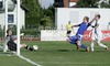 Timi Lahti of Finland scoring during football match of UEFA U21 European championships 2013 qualifications between Slovenia and Finland. Qualifications match for UEFA U21 European championships 2013 between Slovenia and Finland, was played on Tuesday, 5th of June 2012, in Ptuj city Stadium in Ptuj, Slovenia.
