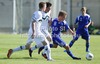 Rasmus Schuller of Finland surrounded by Slovenian players during football match of UEFA U21 European championships 2013 qualifications between Slovenia and Finland. Qualifications match for UEFA U21 European championships 2013 between Slovenia and Finland, was played on Tuesday, 5th of June 2012, in Ptuj city Stadium in Ptuj, Slovenia.
