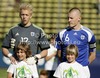 Goalie Walter Viitala of Finland and Joni Kauko of Finland before start of football match of UEFA U21 European championships 2013 qualifications between Slovenia and Finland. Qualifications match for UEFA U21 European championships 2013 between Slovenia and Finland, was played on Tuesday, 5th of June 2012, in Ptuj city Stadium in Ptuj, Slovenia.
