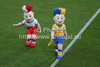Mascotes of EURO 2012, Slavek and Slavko during UEFA Football Euro 2012 match between Czech and Russia. Match of UEFA Football European Championships 2012 between Czech and Russia was played on Friday, 8th of June 2012 in Wroclaw, Poland.
