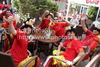 Spanish fans before start of UEFA Football Euro 2012 match between Italy and Spain. Match of UEFA Football European Championships 2012 between Italy and Spain was played on Sunday, 10th of June 2012 in Gdansk, Poland.
