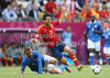 Cesc Fabregas of Spain and Daniele De Rossi of Italy during UEFA Football Euro 2012 match between Italy and Spain. Match of UEFA Football European Championships 2012 between Italy and Spain was played on Sunday, 10th of June 2012 in Gdansk, Poland.

