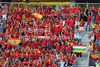 Spanish fans during UEFA Football Euro 2012 match between Italy and Spain. Match of UEFA Football European Championships 2012 between Italy and Spain was played on Sunday, 10th of June 2012 in Gdansk, Poland. during UEFA Football Euro 2012 match between Italy and Spain. Match of UEFA Football European Championships 2012 between Italy and Spain was played on Sunday, 10th of June 2012 in Gdansk, Poland.
