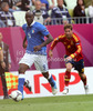 Sergio Ramos of Spain and Mario Balotelli of Italy during UEFA Football Euro 2012 match between Italy and Spain. Match of UEFA Football European Championships 2012 between Italy and Spain was played on Sunday, 10th of June 2012 in Gdansk, Poland.
