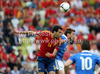Sergio Busquets of Spain and Claudio Marchisio of Italy during UEFA Football Euro 2012 match between Italy and Spain. Match of UEFA Football European Championships 2012 between Italy and Spain was played on Sunday, 10th of June 2012 in Gdansk, Poland.

